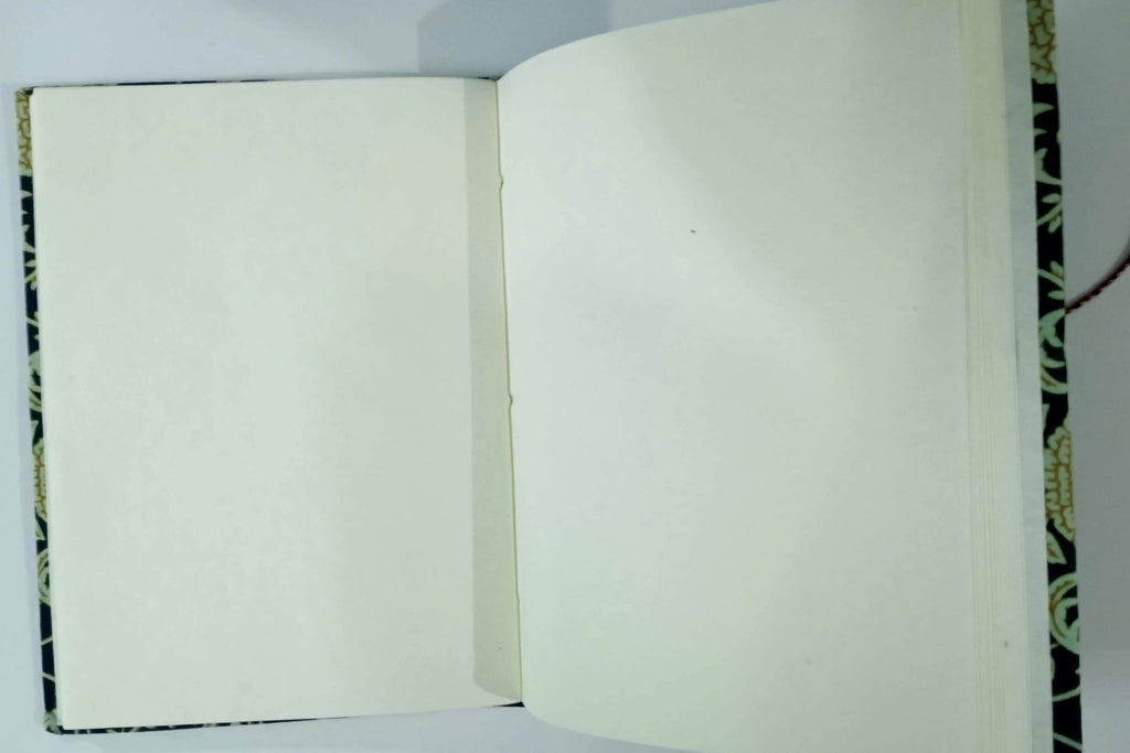 Blue Handmade Fabric Hardcover Diary A5 – 200 Pages, Thread Closure, Sketchbook Journal with Floral Design