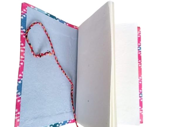 Two Yellow Handmade Fabric Hardcover Diary A6 – 200 Pages, Thread Closure Sketchbook