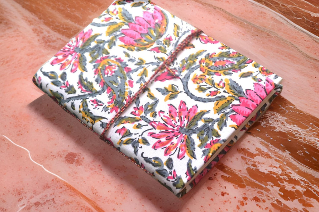 Baby Pink Doodle Diary Notebook Fabric Stitched Gift sketchbook journal A5 Diaries Unruled Thick 200 Pages Handcrafted Drawing Book