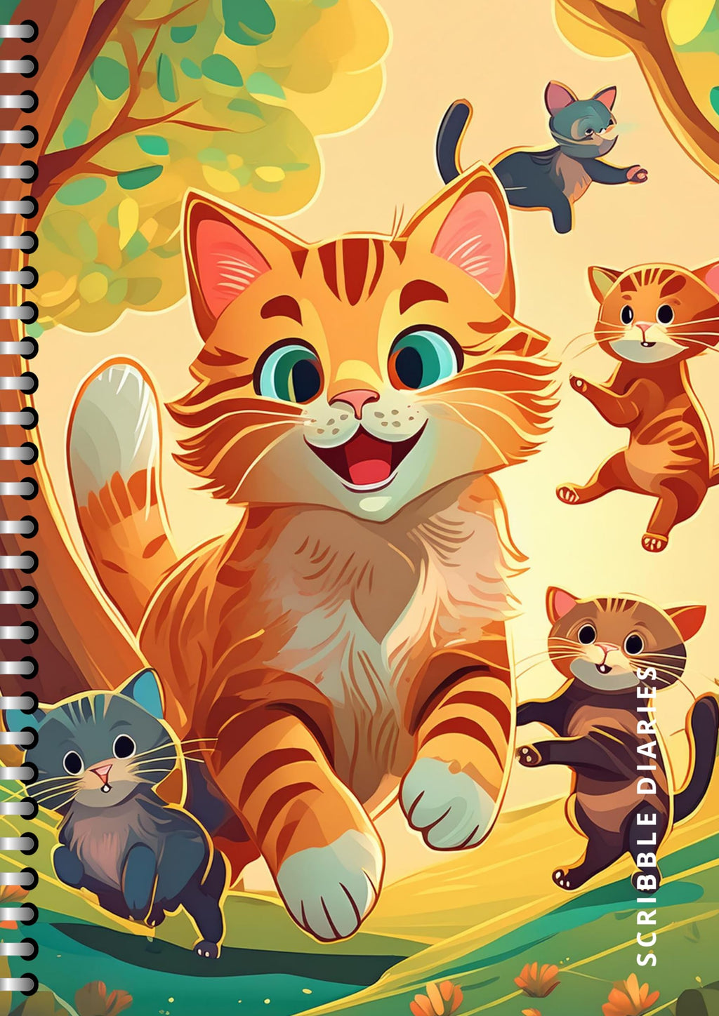 Handcrafted Cute Cat Spiral Bound Cartridge Paper Doodle Diary Gift Sketch Book Doodle Diaries Journal, 21cm x 15cm, 60 Pages, 155gsm, Hard Cover