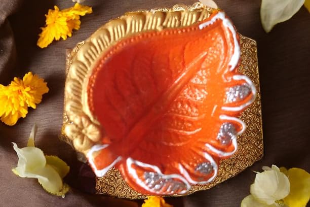 Festive Gift Set: A5 Handmade Diary with Designer Fabric Cover & 6-Piece Handcrafted Diya Set – Perfect for Diwali, Celebrations & Home Décor