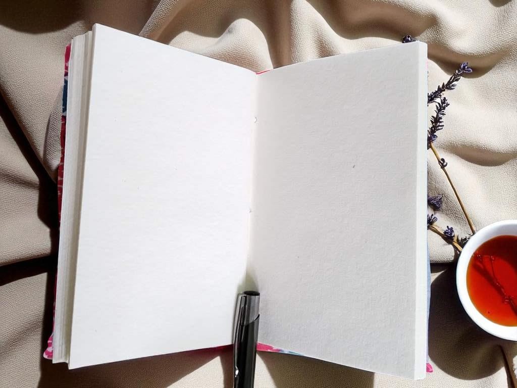 Pink Floral Handmade Fabric Hardcover Diary A6 – 200 Pages, Thread Closure Sketchbook