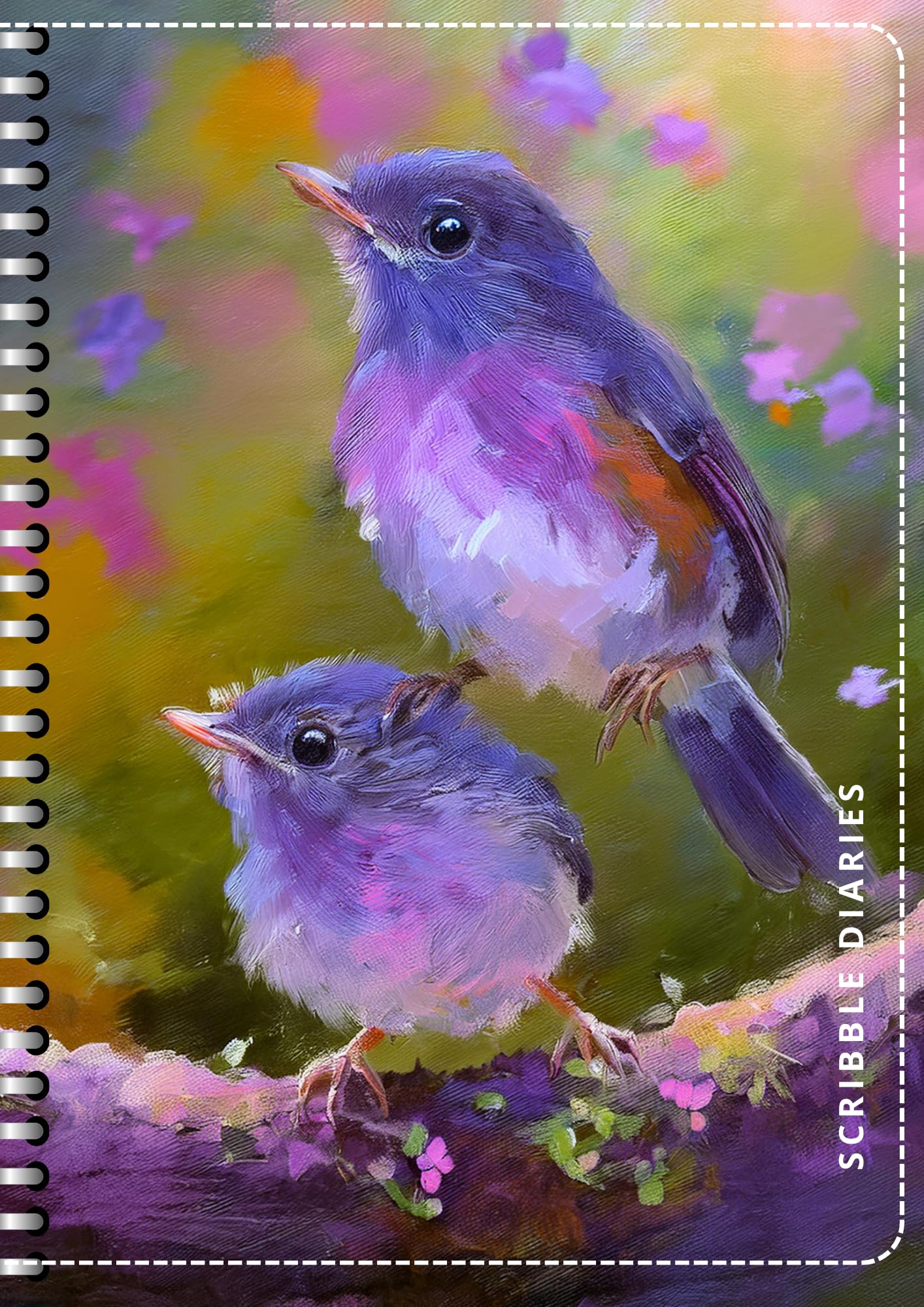 Handcrafted Print Spiral Bound Cartridge Paper Doodle Diary Gift Sketch Book drawing book Doodle Diaries Journal, Hard Cover sparrow