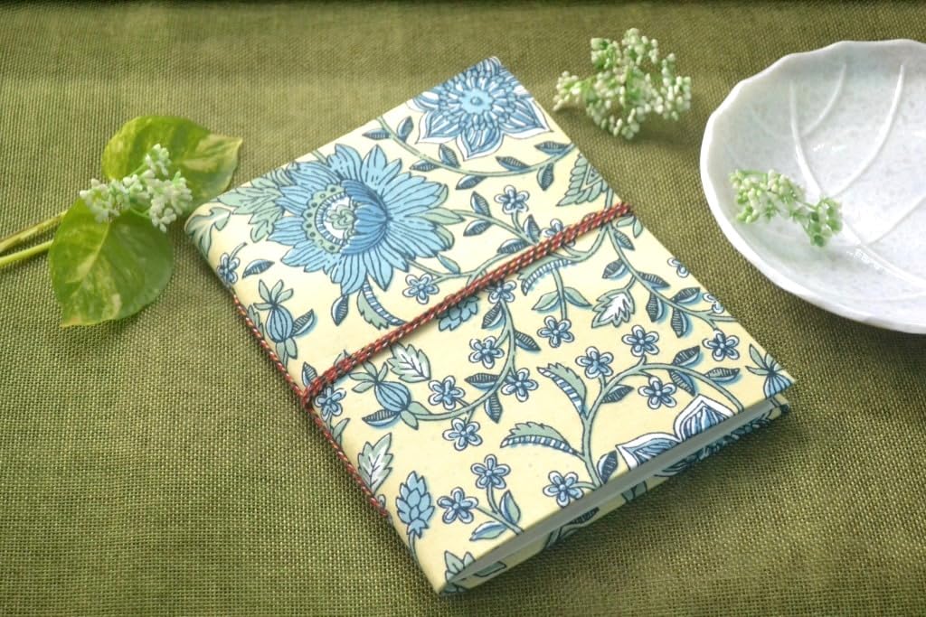 yellow-blue Doodle Diary Notebook Fabric Stitched Gift sketchbook journal A5 Diaries Unruled Thick 200 Pages Handcrafted