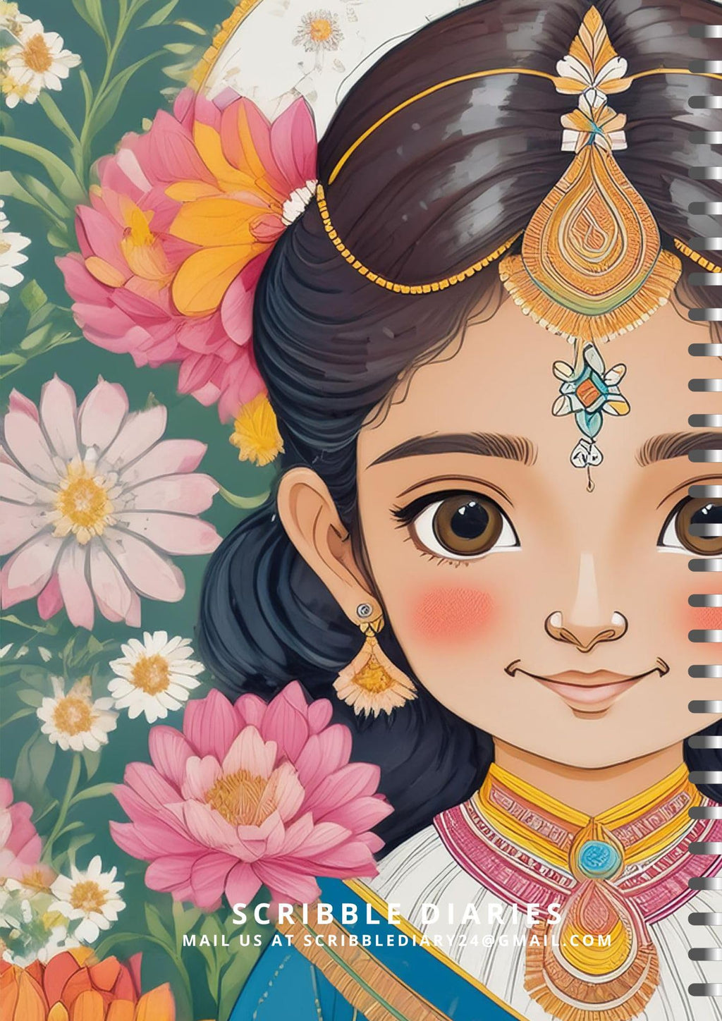 Handcrafted krishna and radha Spiral Bound Cartridge Paper Doodle Diary Gift Sketch Book Doodle Diaries Journal, 21cm x 15cm, 60 Pages, 155gsm, Hard Cover