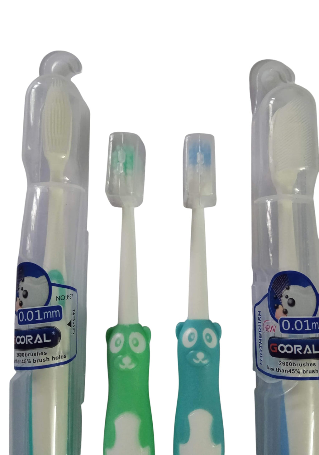 Extra Soft Silicone Toothbrush Combo – Adult Brush with 0.01mm Bristles (2600+ Ultra-Soft Bristles, Safety Case) + Kids Small-Size Toothbrush with Bear Design and Soft Grip Handle