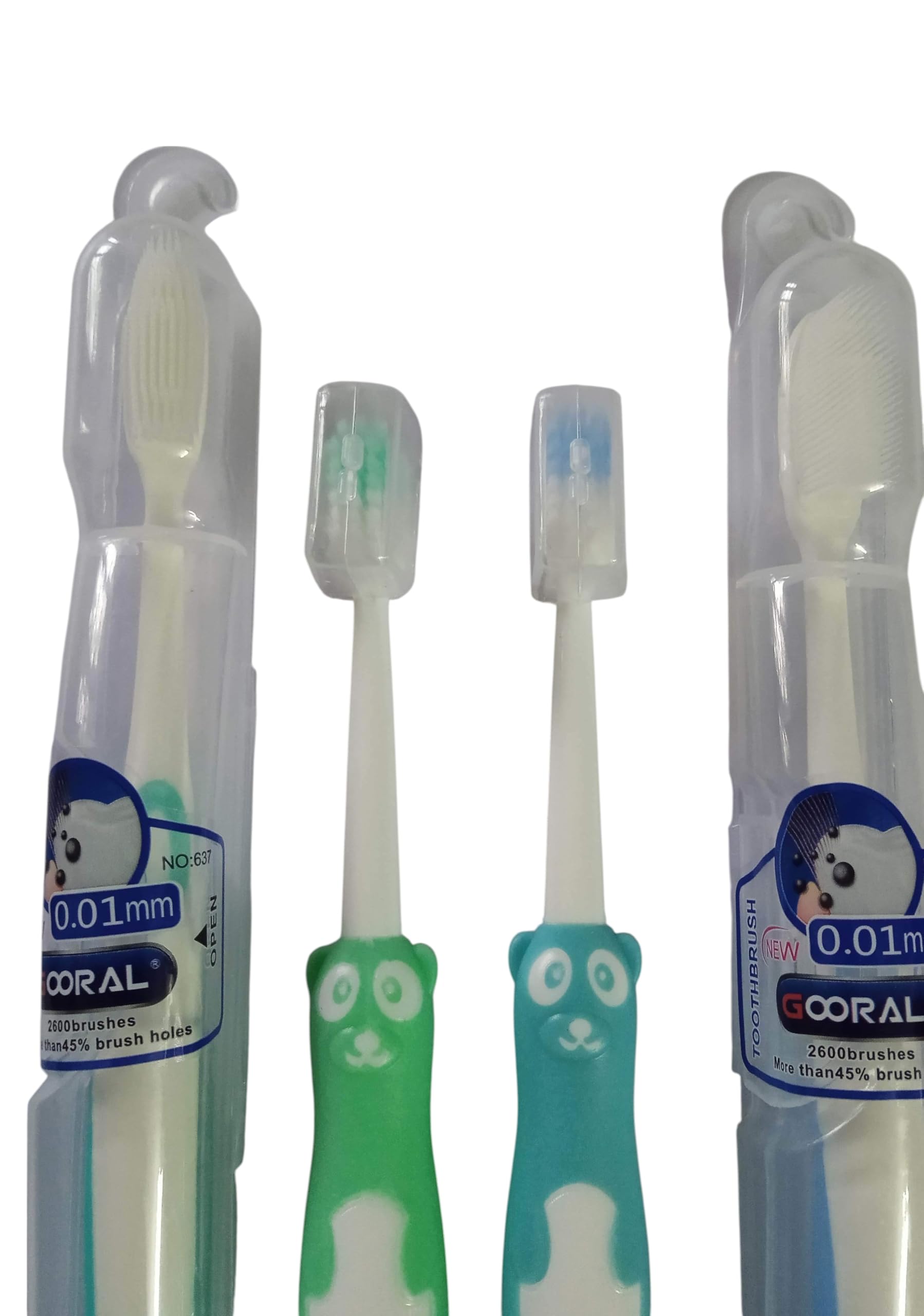 Extra Soft Silicone Toothbrush Combo – Adult Brush with 0.01mm Bristles (2600+ Ultra-Soft Bristles, Safety Case) + Kids Small-Size Toothbrush with Bear Design and Soft Grip Handle