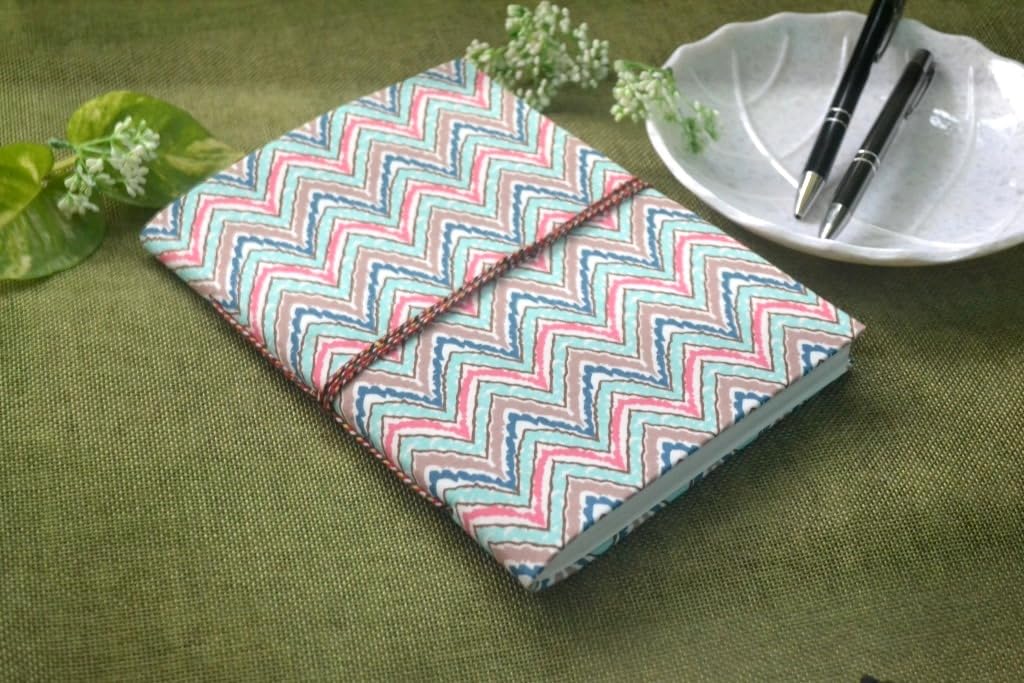 blue-green Doodle Diary Notebook Fabric Stitched Gift sketchbook journal A5 Diaries Unruled Thick 200 Pages Handcrafted