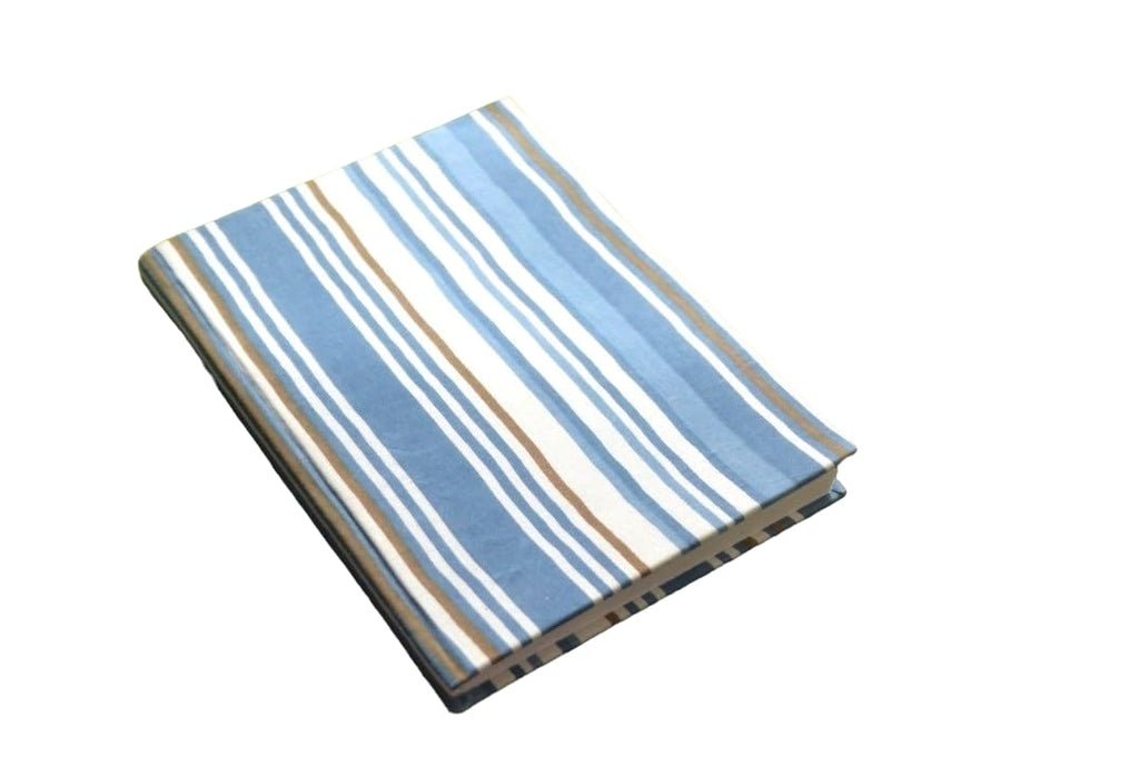 blue Handmade strip Block-printed Fabric Cover Doodle Diary Journal, 8 x 6 inches, 200 Pages Notebook, 130 GSM, Water-Resistant, Stain-Resistant Hard-Bound