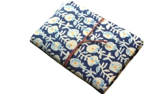 Blue White Doodle Diary Notebook Fabric Stitched Gift sketchbook journal A5 Diaries Unruled Thick 200 Pages Handcrafted Drawing Book