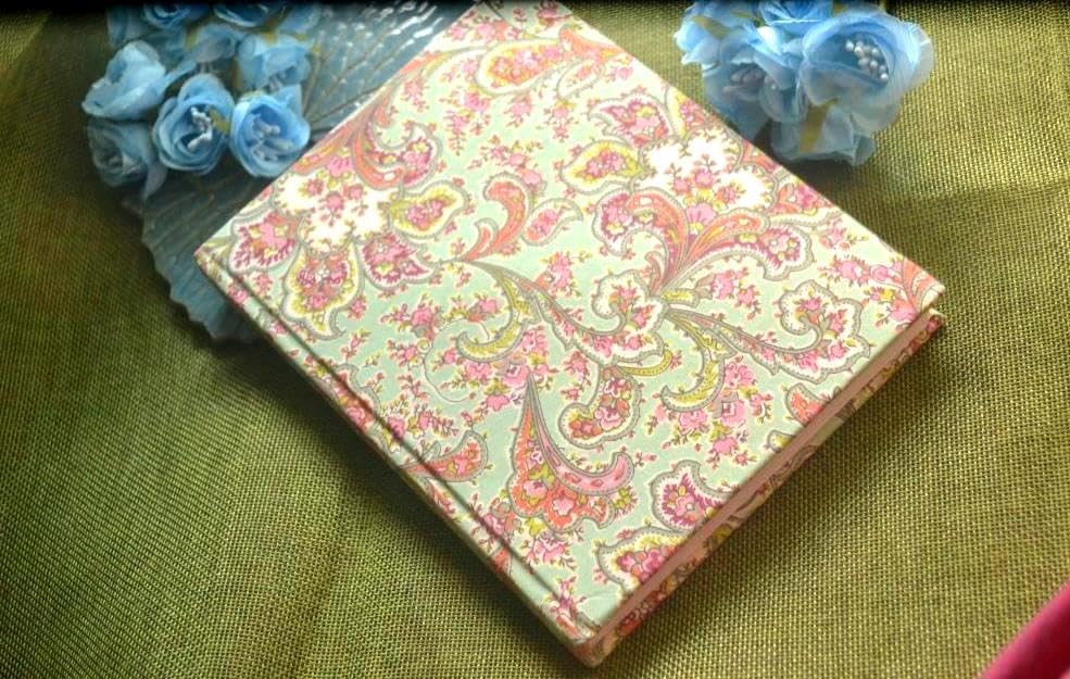 Pastel Green Handmade Block-printed Fabric Cover Doodle Diary Journal, 8 x 6 inches, 200 Pages Notebook, 130 GSM, Water-Resistant, Stain-Resistant Hard-Bound