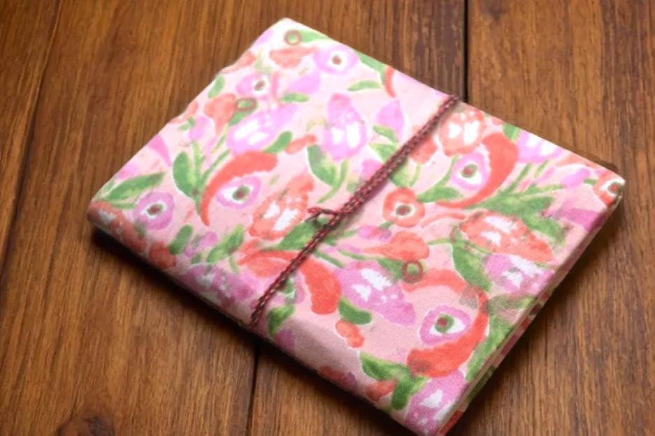 Pink Doodle Diary Notebook Fabric Stitched Gift sketchbook journal A5 Diaries Unruled Thick 200 Pages Handcrafted Drawing Book