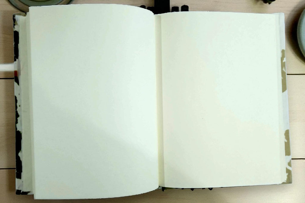 Brown Handmade Fabric Hardbound Diary Notebook A5 | 200 Unruled Thick Pages | Handcrafted Sketchbook Journal | Portable Travel Diary Gift for Writing, Drawing, Artists, Students