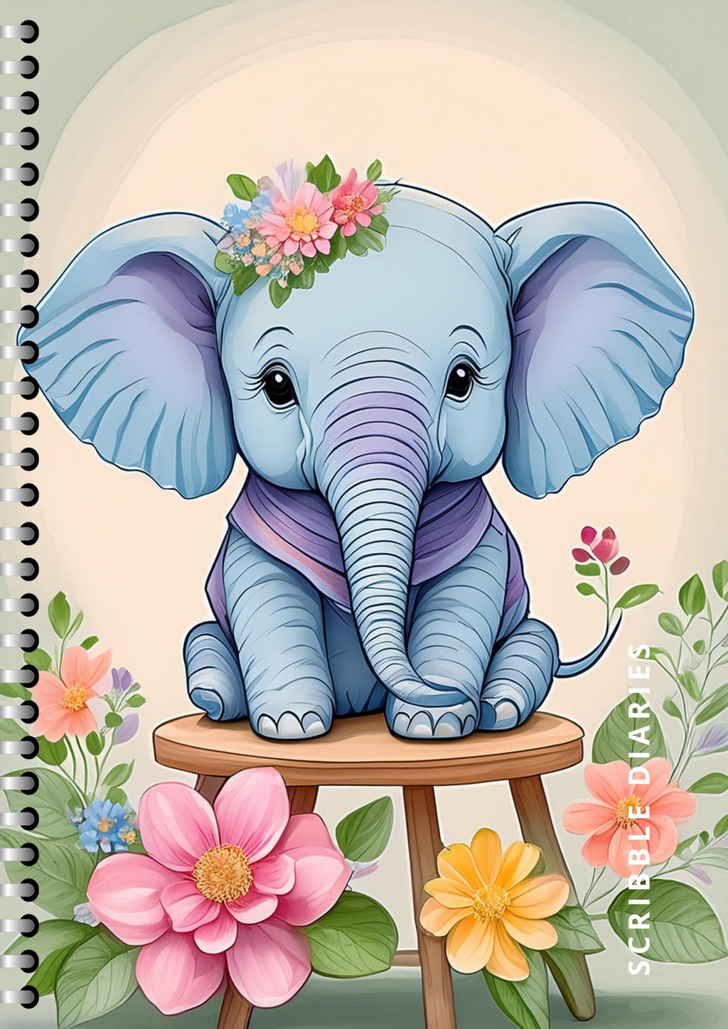 Handcrafted Elephant Spiral Bound Cartridge Paper Doodle Diary Gift Sketch Book Doodle Diaries Journal, 21cm x 15cm, 60 Pages, 155gsm, Hard Cover