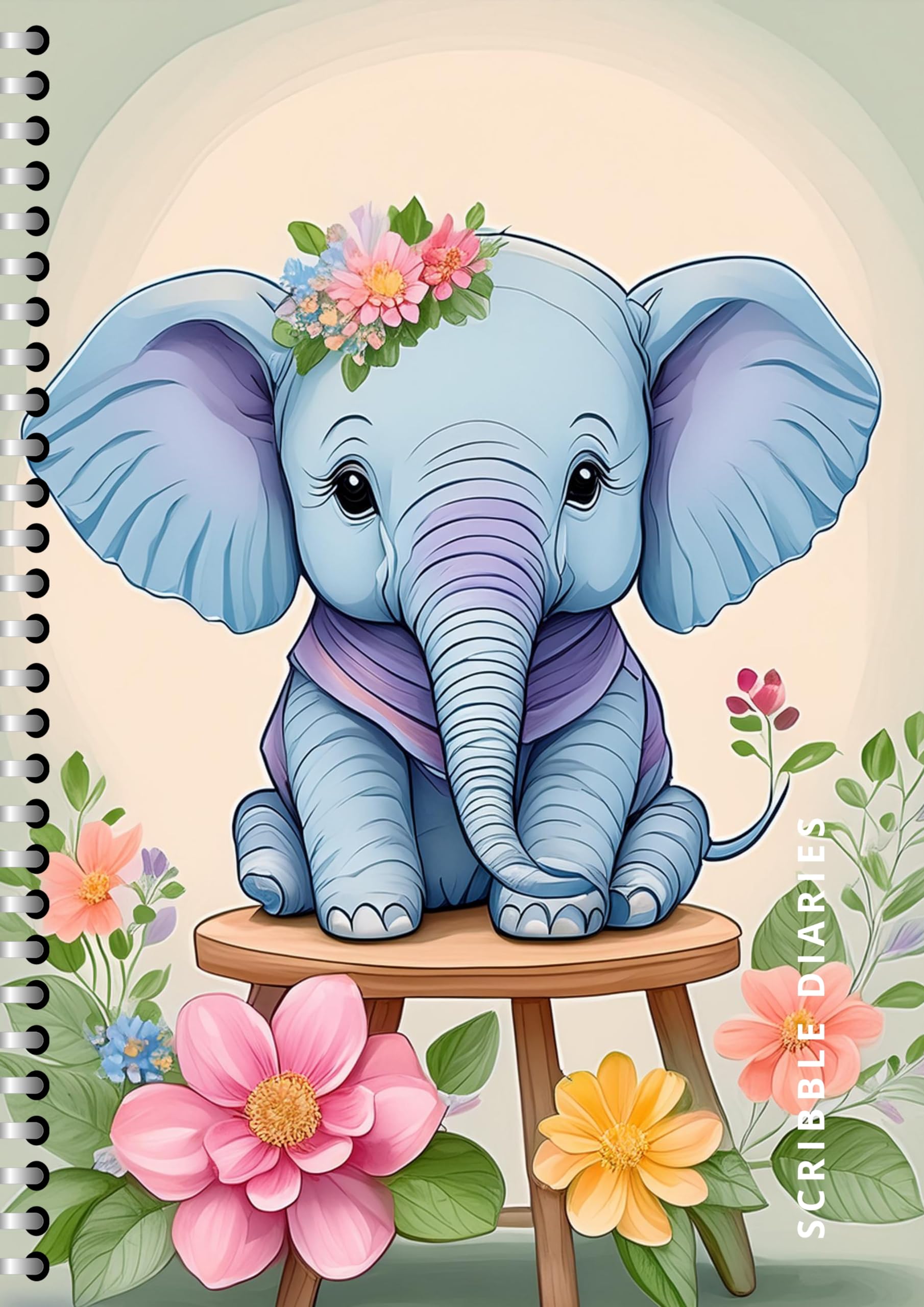 Handcrafted Elephant Spiral Bound Cartridge Paper Doodle Diary Gift Sketch Book Doodle Diaries Journal, 21cm x 15cm, 60 Pages, 155gsm, Hard Cover