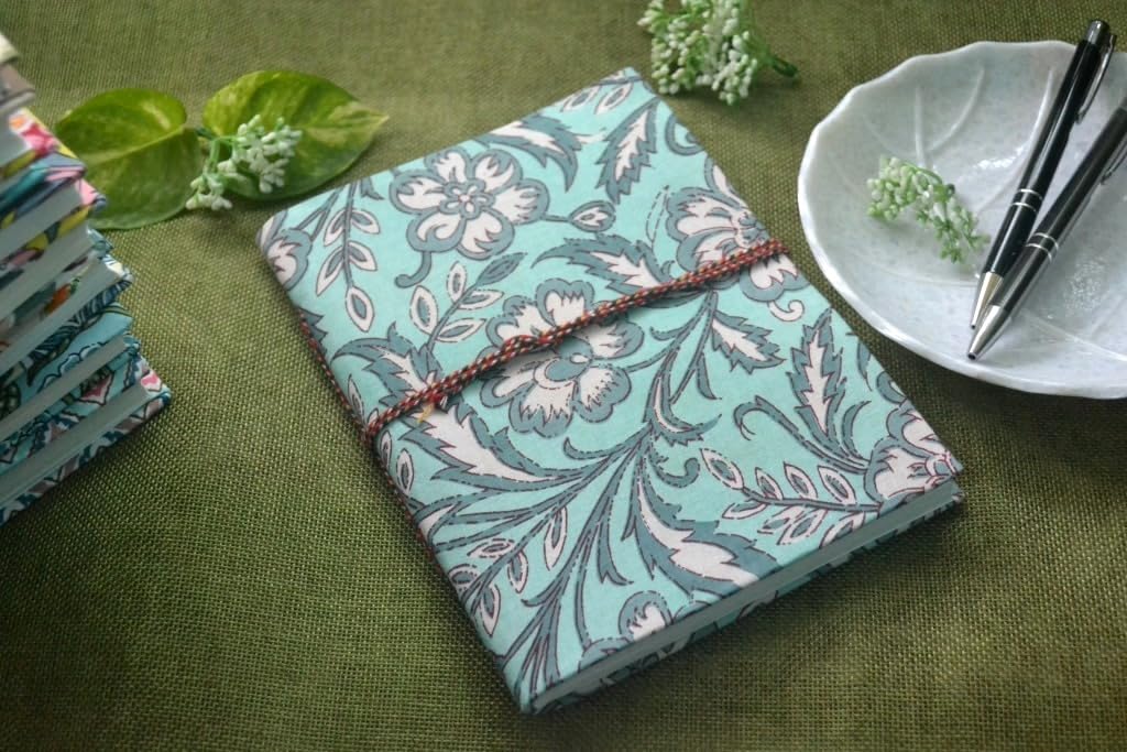 blue-white Doodle Diary Notebook Fabric Stitched Gift sketchbook journal A5 Diaries Unruled Thick 200 Pages Handcrafted