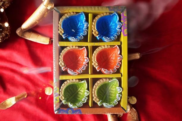 Festive Gift Set: A5 Handmade Diary with Designer Fabric Cover & 6-Piece Handcrafted Diya Set – Perfect for Diwali, Celebrations & Home Décor