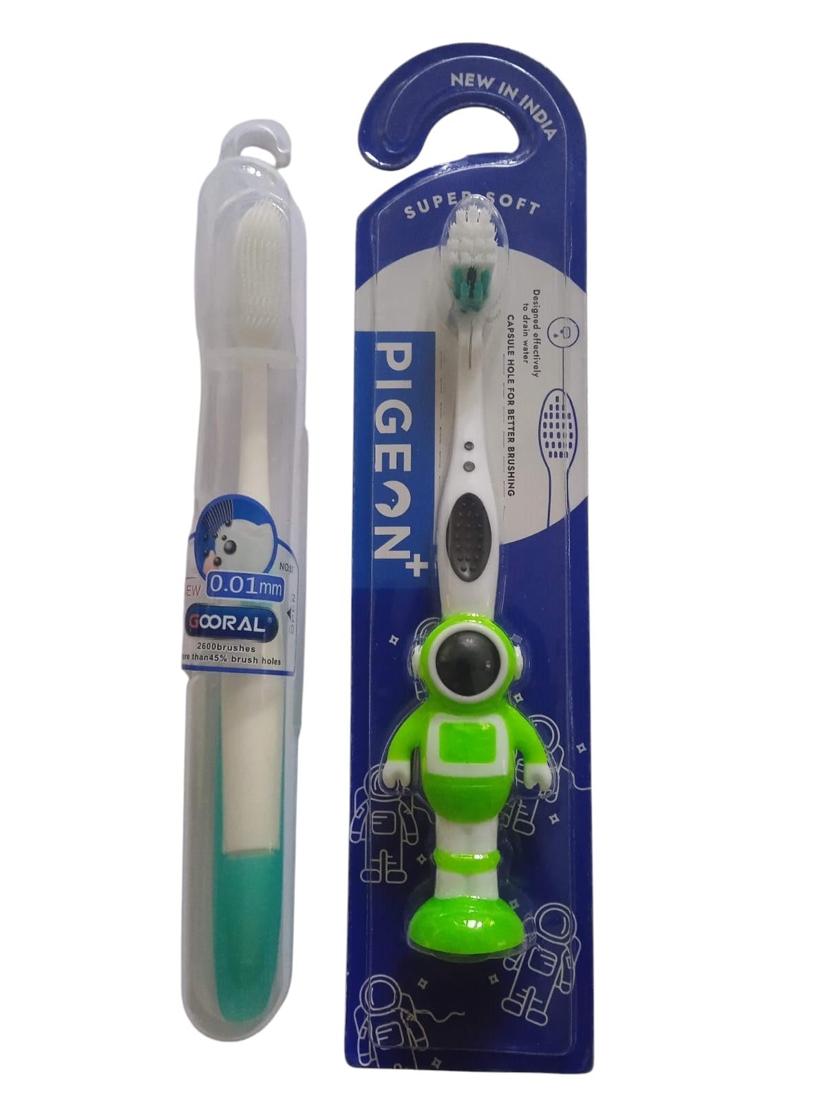 2PC Ultra-Soft Silicone Toothbrush Set for Kids and Adults – with 0.01 mm Bristles, Over 2600 Ultra-Soft Brushes, Includes Safety Plastic Case for Hygienic Storage, and Extra Soft Adult Toothbrush with Storage Case for Cleanliness and Protection