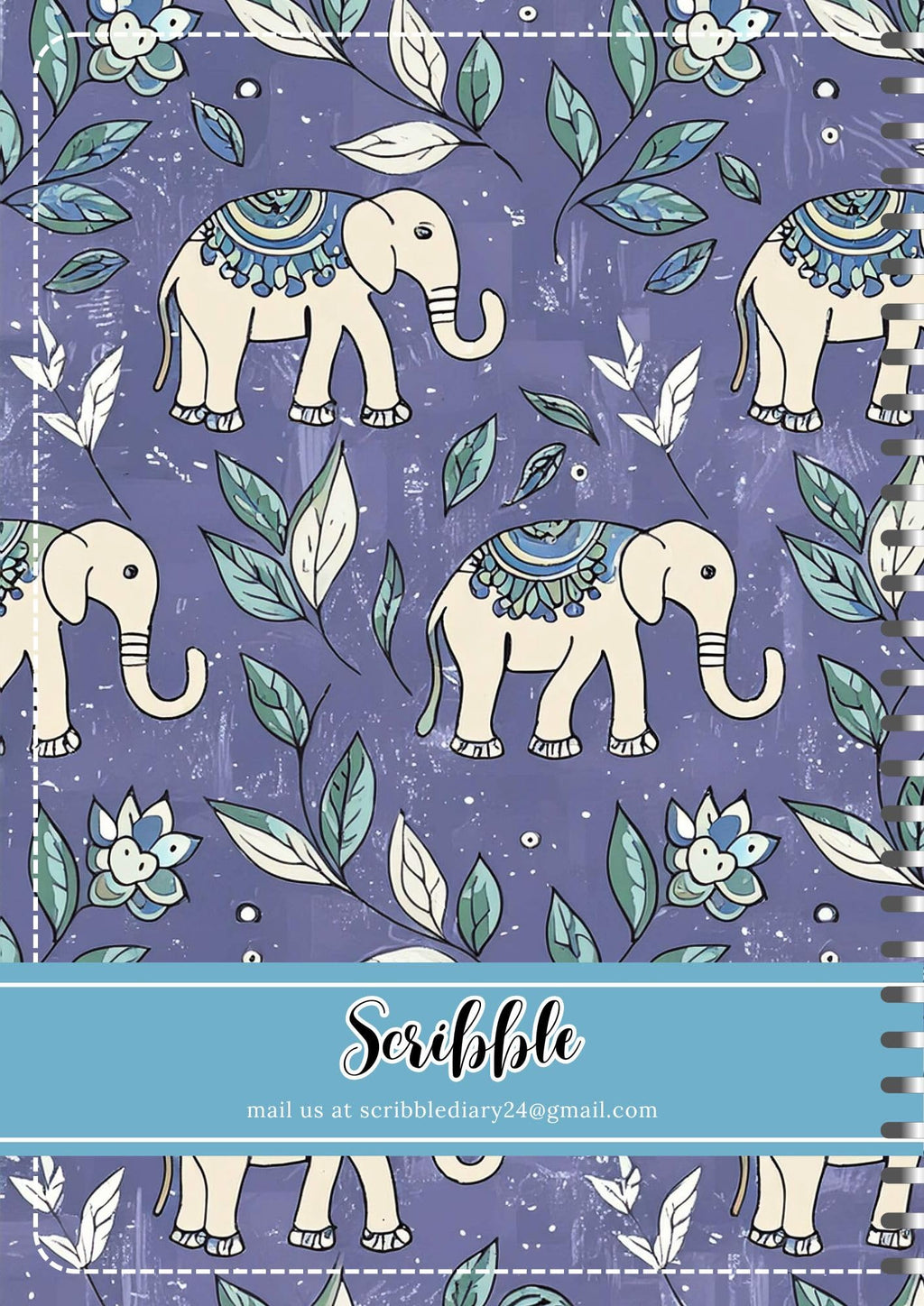 Handcrafted elephant Spiral Bound Cartridge Paper Doodle Diary Gift Sketch Book Doodle Diaries Journal, 21cm x 15cm, 60 Pages, 155gsm, Hard Cover