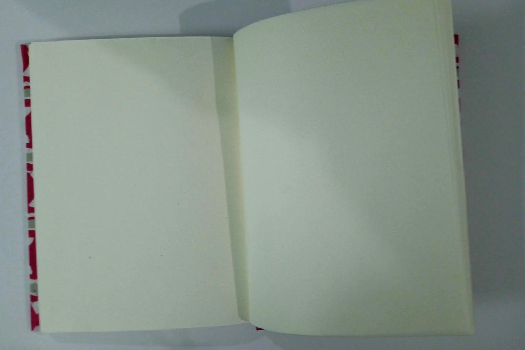 Pink Handmade Fabric Hardbound Diary Notebook A5 | 200 Unruled Thick Pages | Handcrafted Sketchbook Journal | Portable Travel Diary Gift for Writing, Drawing, Artists, Students