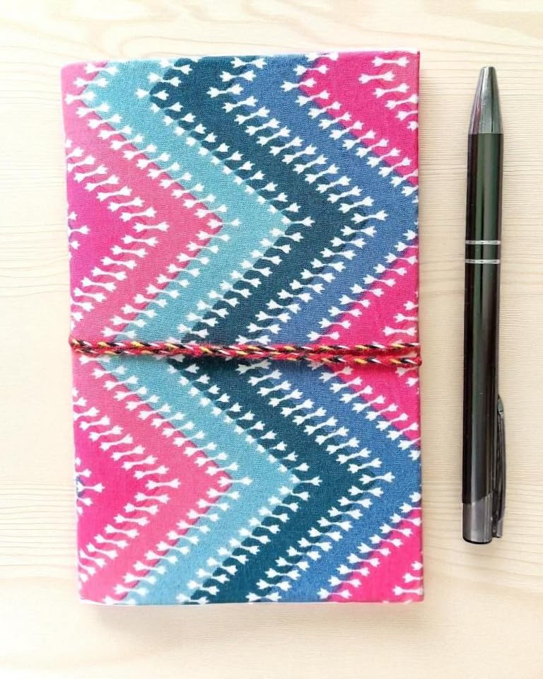 Pink Floral Handmade Fabric Hardcover Diary A6 – 200 Pages, Thread Closure Sketchbook