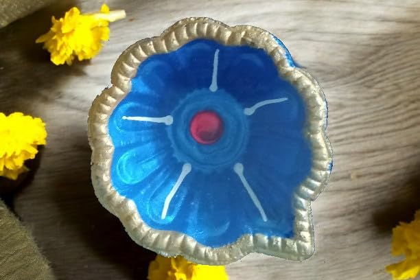 Festive Gift Set: A5 Handmade Floral Diary with Designer Fabric Cover & 6-Piece Handcrafted Diya Set – Perfect for Diwali, Celebrations & Home Décor