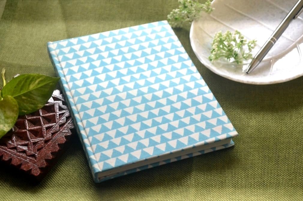 blue Handmade Block-printed Fabric Cover Doodle Diary Journal, 8 x 6 inches, 200 Pages Notebook, 130 GSM, Water-Resistant, Stain-Resistant Hard-Bound