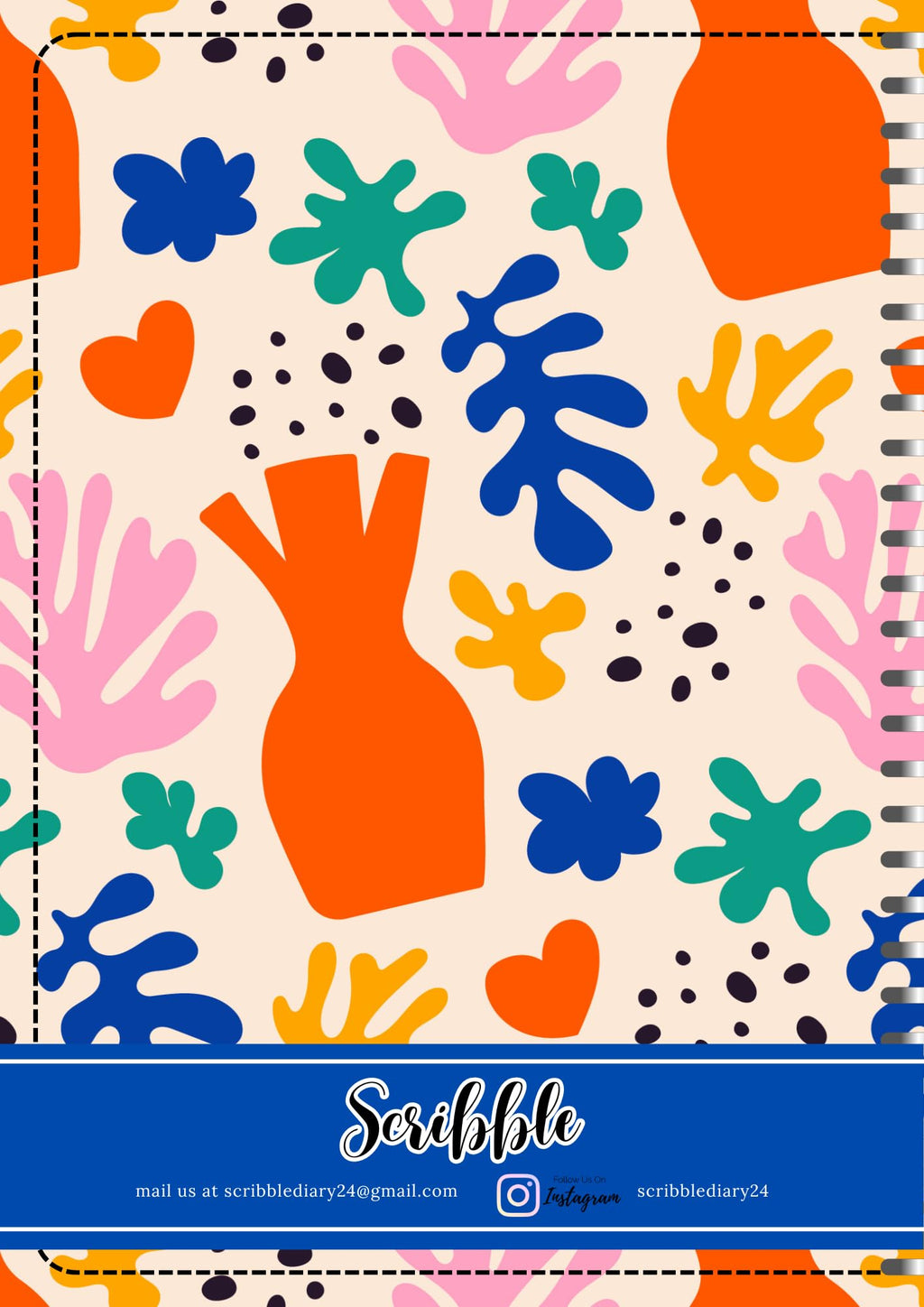 Handcrafted Cartoon Spiral Bound Doodle Diary Journal Gift Sketch Book Diaries, 21cm x 15cm A5, 60 Pages, 155gsm, Hard Cover Orange Leaves Print Thick Cartridge Paper