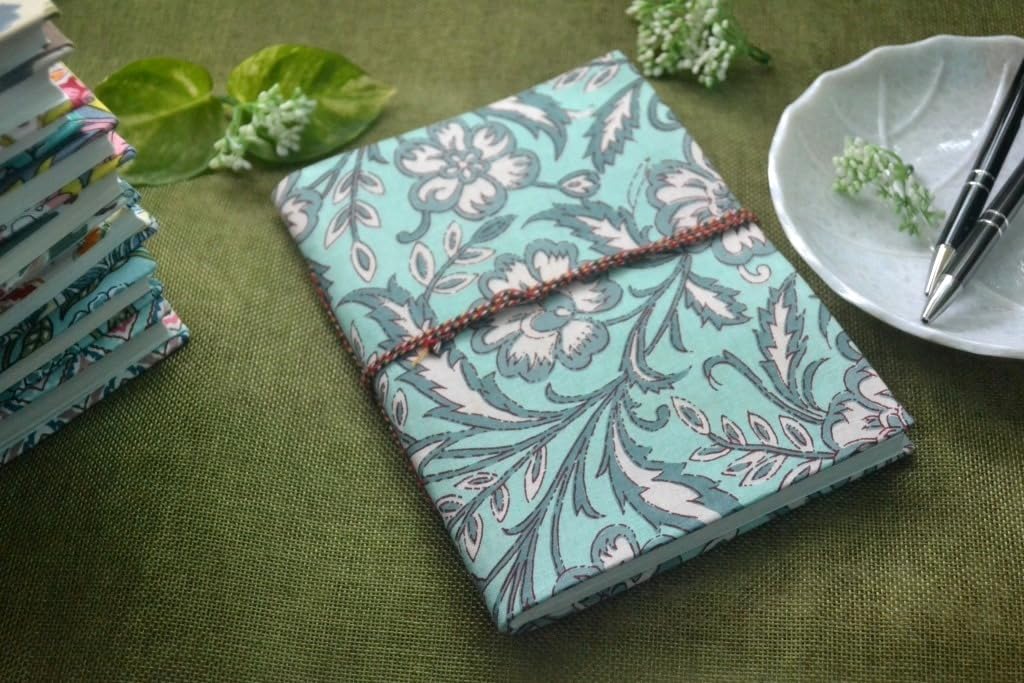 blue-white Doodle Diary Notebook Fabric Stitched Gift sketchbook journal A5 Diaries Unruled Thick 200 Pages Handcrafted