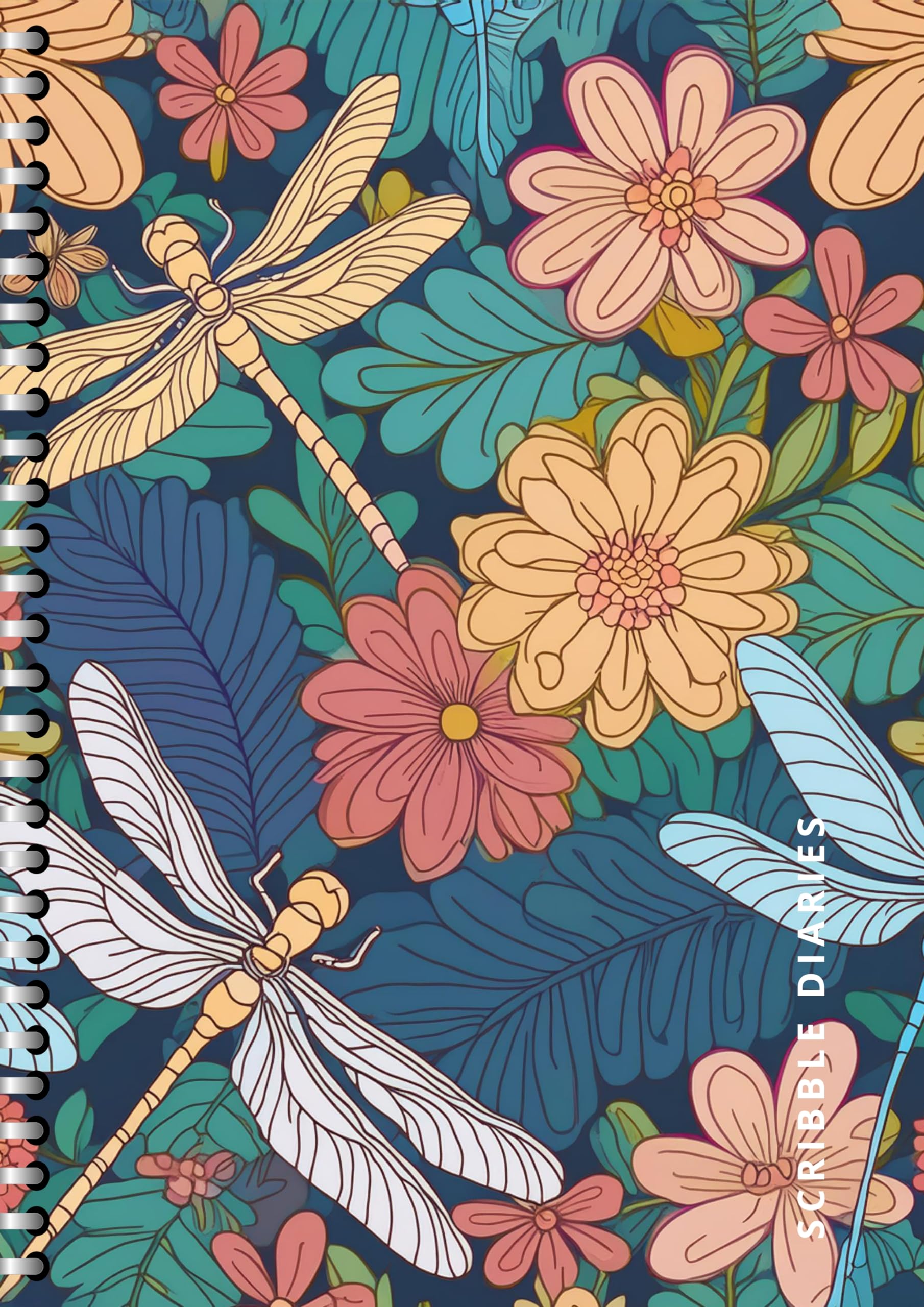 Handcrafted Dragon Fly Spiral Bound Cartridge Paper Doodle Diary Gift Sketch Book Doodle Diaries Journal, 21cm x 15cm, 60 Pages, 155gsm, Hard Cover