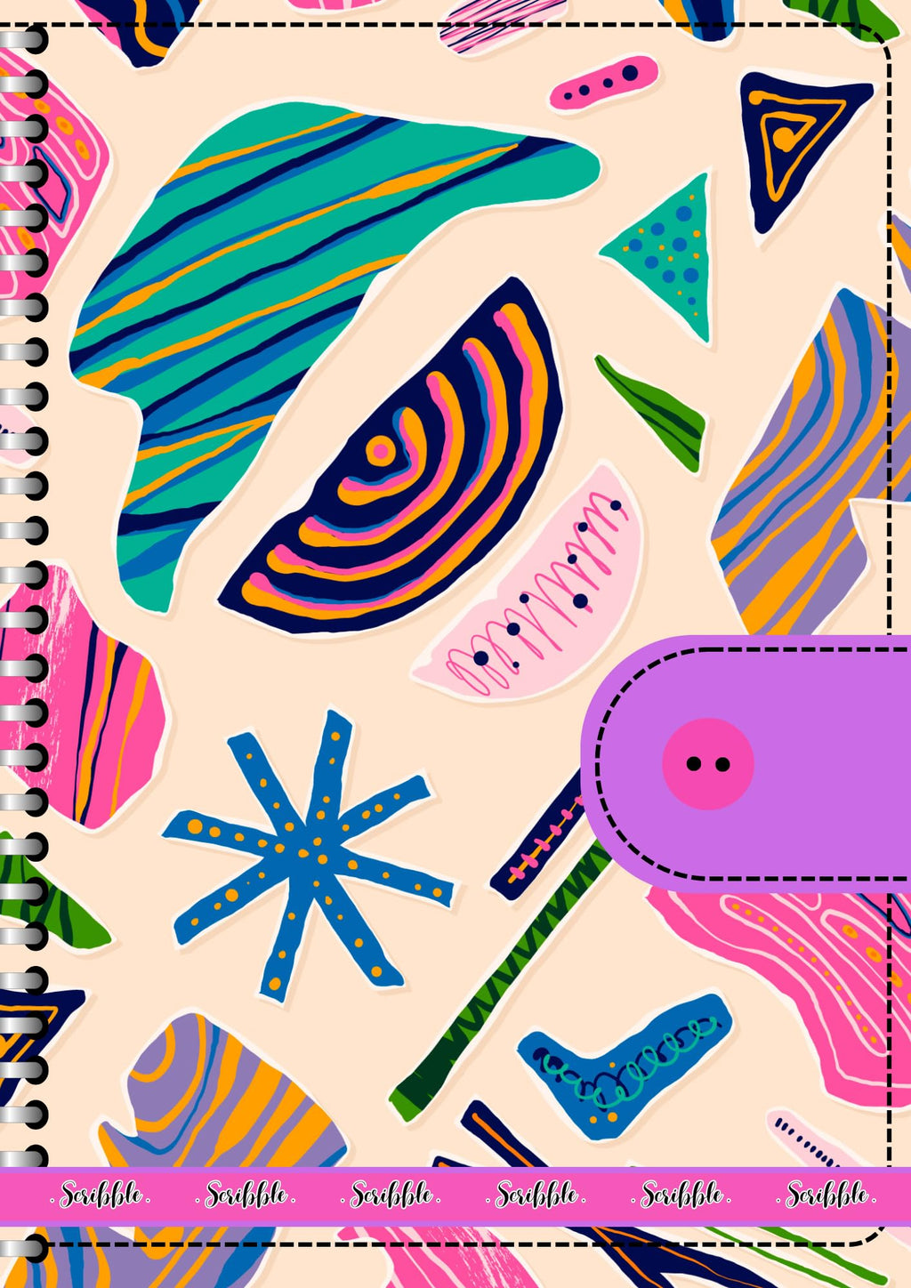 Handcrafted Cartoon Spiral Bound Doodle Diary Journal Gift Sketch Book Diaries, 21cm x 15cm A5, 60 Pages, 155gsm, Hard Cover Abstract Print, Thick Cartridge Paper