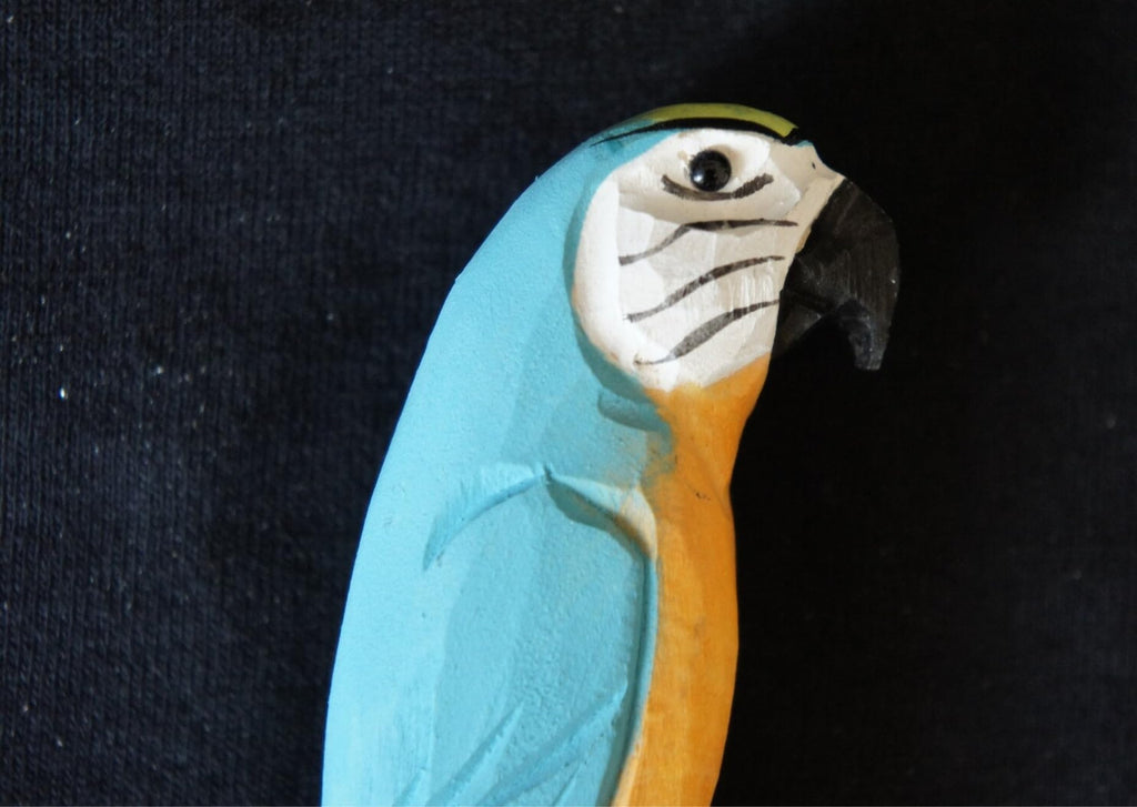 Scribble Blue Parrot Handcrafted Wooden Carved Motif Ball Pen | Artistic Miniature Painted Bird Pen | Black Ballpoint | Unique Handicraft Gift for Stationery Lovers, Festivals & Decor (7" x 1.25")