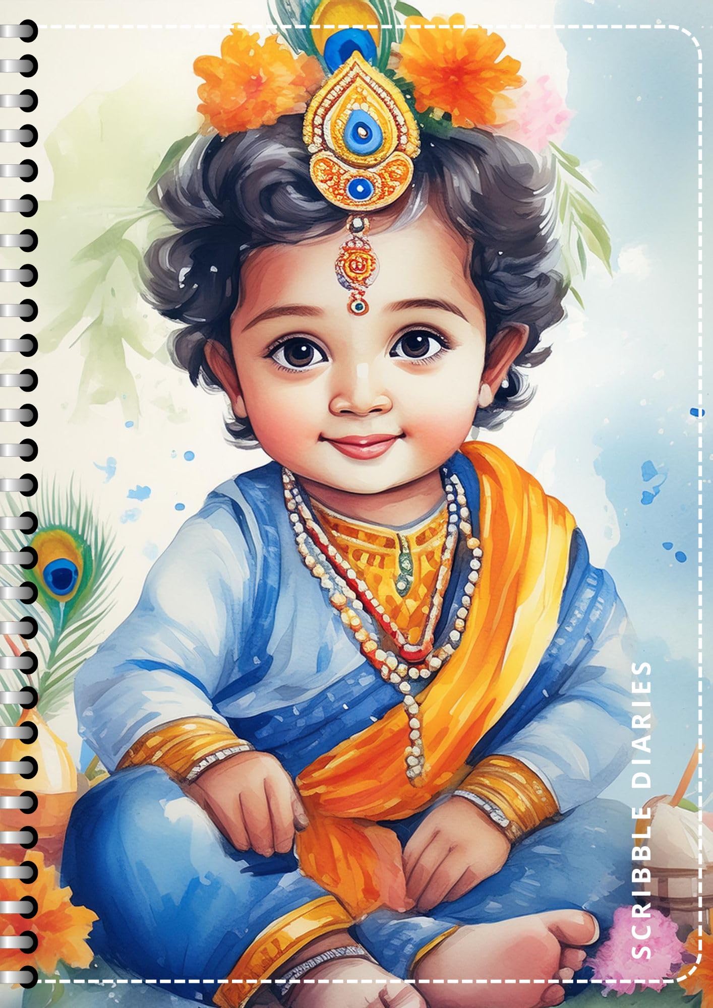 Handcrafted shree ram Spiral Bound Cartridge Paper Doodle Diary Gift Sketch Book Doodle Diaries Journal, 21cm x 15cm, 60 Pages, 155gsm, Hard Cover