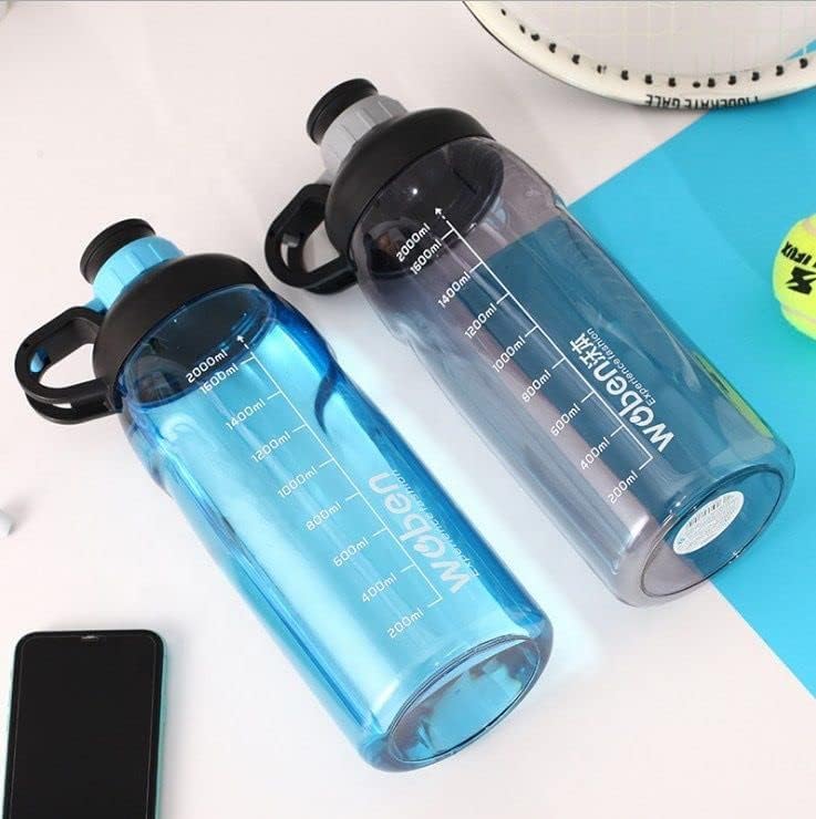 Scribble 2L Large Water Bottle – Leak Proof, BPA Free, Reusable Plastic Sports Jug for Gym, Yoga, Outdoor, Hiking, Cycling & Camping (Vibrant Colour, Pack of 1)