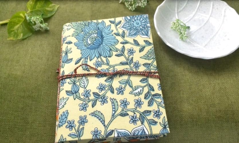 yellow-blue Doodle Diary Notebook Fabric Stitched Gift sketchbook journal A5 Diaries Unruled Thick 200 Pages Handcrafted