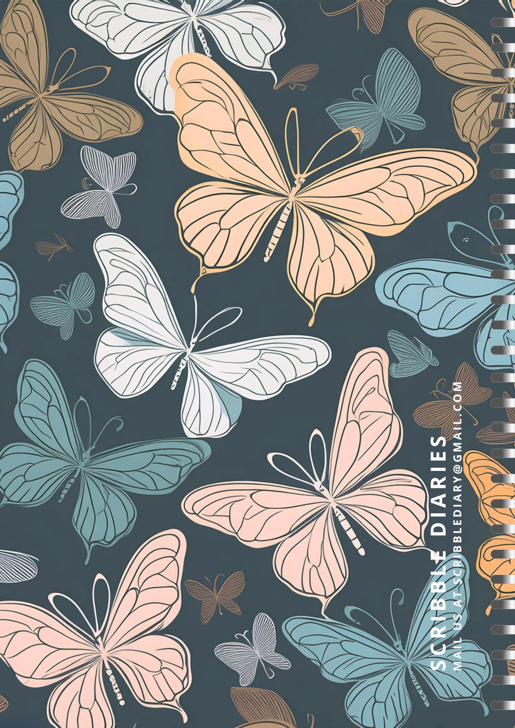 Handcrafted Butterfly Spiral Bound Cartridge Paper Doodle Diary Gift Sketch Book Doodle Diaries Journal, 21cm x 15cm, 60 Pages, 155gsm, Hard Cover