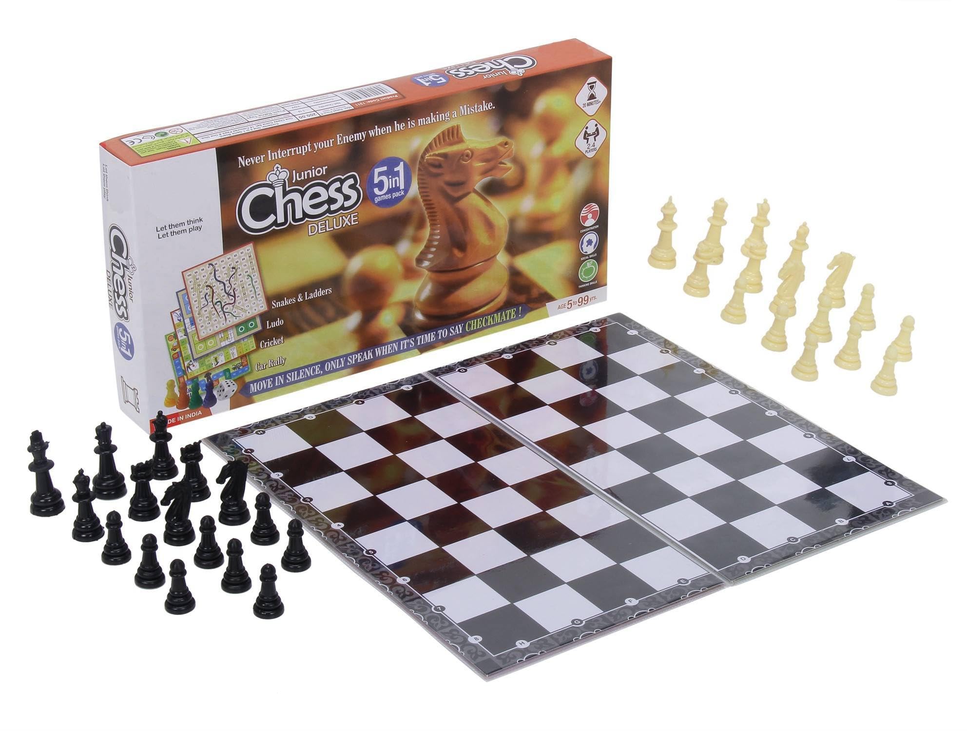 5 in 1 Chess Junior Superior | Brain-Boosting Board Game | 11 x 11 Inch Board | Perfect for Parties & Fun