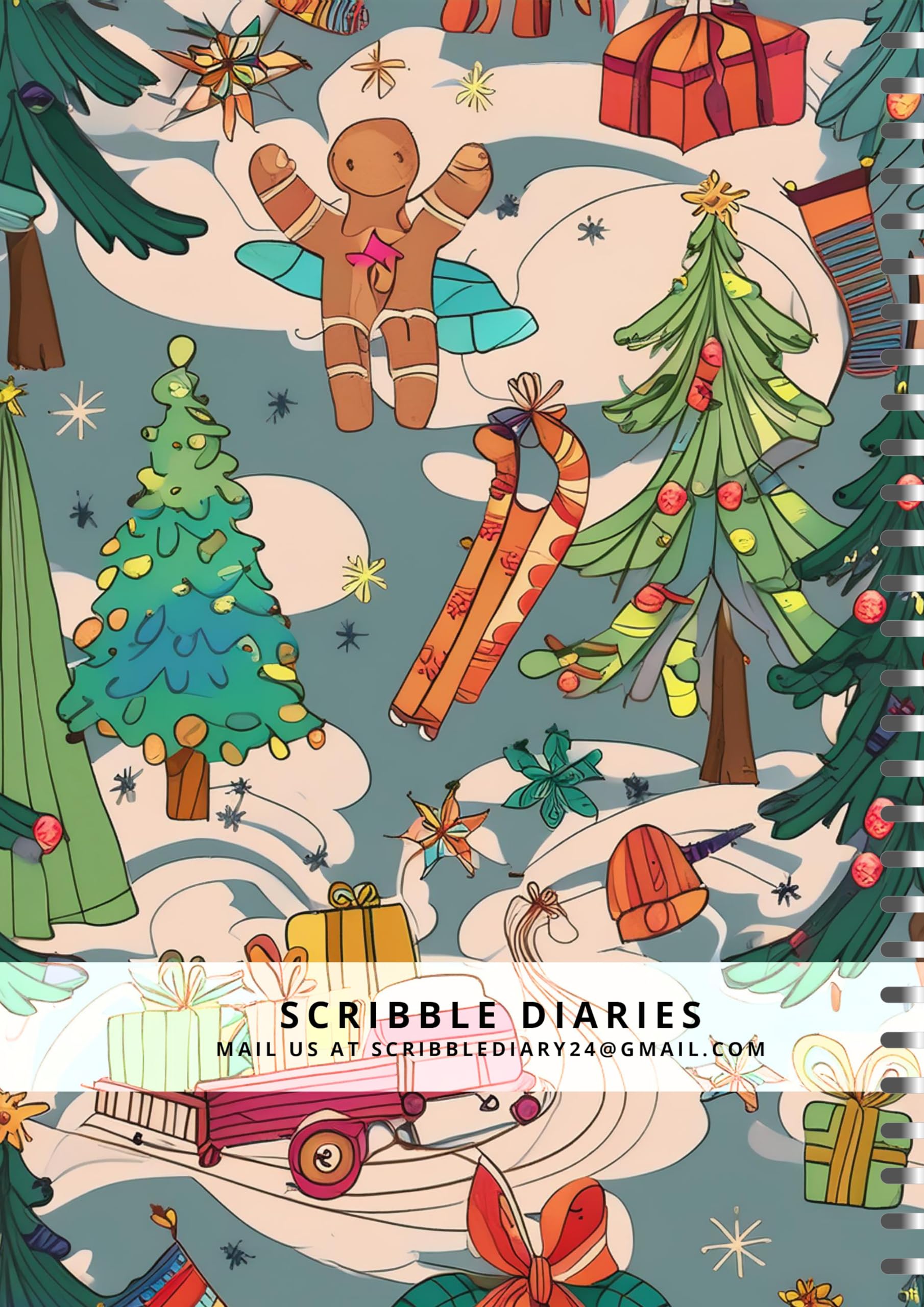 Handcrafted Christmas Spiral Bound Cartridge Paper Doodle Diary Gift Sketch Book Doodle Diaries Journal, 21cm x 15cm, 60 Pages, 155gsm, Hard Cover