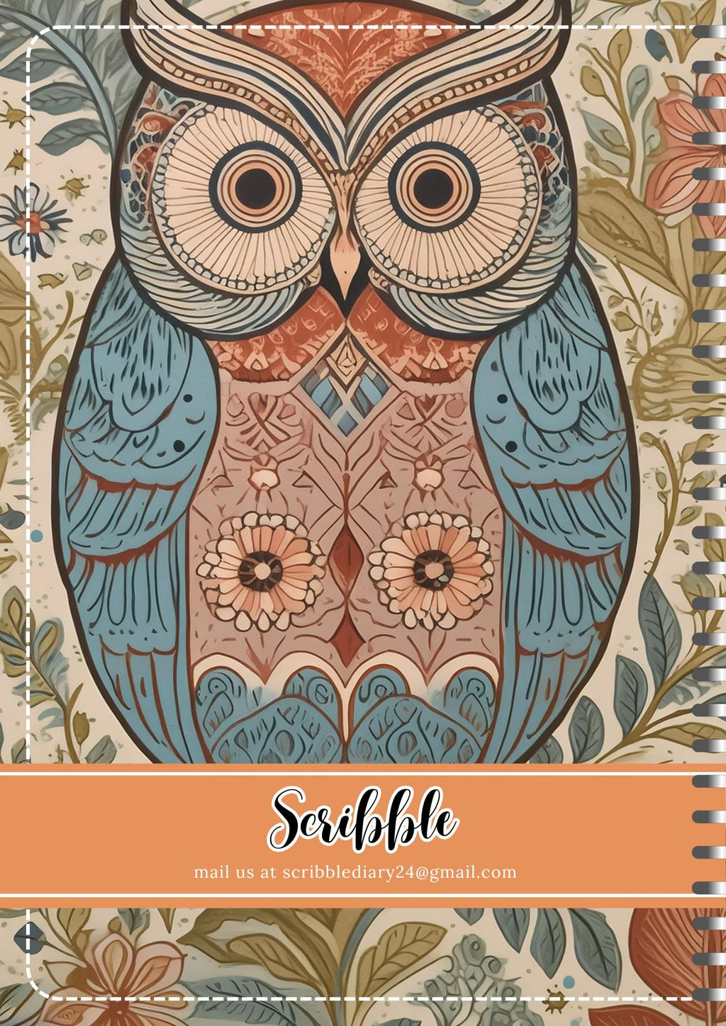 Handcrafted owl Spiral Bound Cartridge Paper Doodle Diary Gift Sketch Book Doodle Diaries Journal, 21cm x 15cm, 60 Pages, 155gsm, Hard Cover