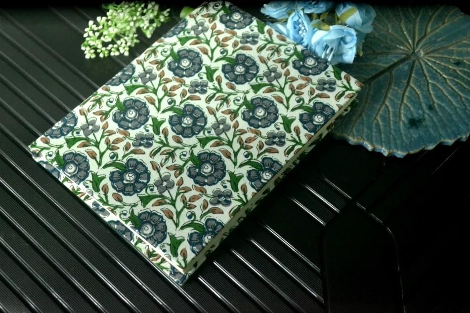Handmade rose Block-printed Fabric Cover Doodle Diary Journal, 8 x 6 inches, 200 Pages Notebook, 130 GSM, Water-Resistant, Stain-Resistant Hard-Bound