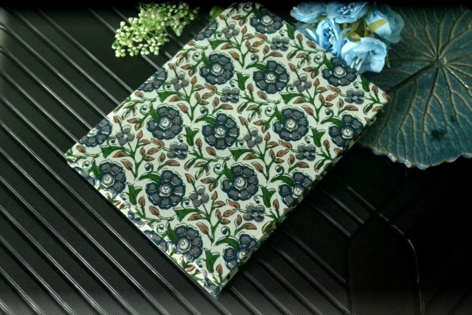 Handmade rose Block-printed Fabric Cover Doodle Diary Journal, 8 x 6 inches, 200 Pages Notebook, 130 GSM, Water-Resistant, Stain-Resistant Hard-Bound