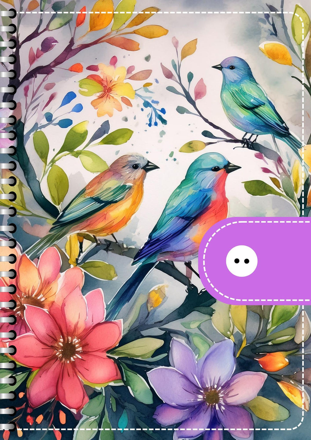 Handcrafted love bird Spiral Bound Cartridge Paper Doodle Diary Gift Sketch Book Doodle Diaries Journal, 21cm x 15cm, 60 Pages, 155gsm, Hard Cover