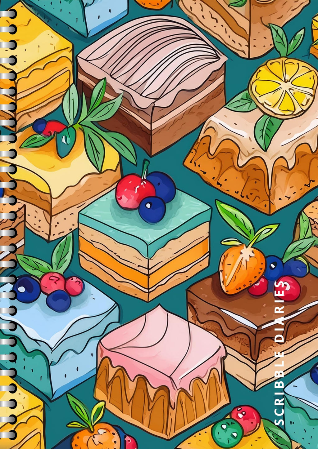 Handcrafted Cake Spiral Bound Cartridge Paper Doodle Diary Gift Sketch Book Doodle Diaries Journal, 21cm x 15cm, 60 Pages, 155gsm, Hard Cover