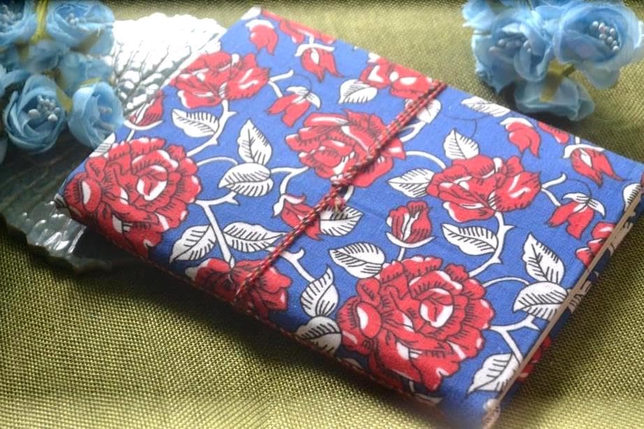 Pink Doodle Diary Notebook Fabric Stitched Gift sketchbook journal A5 Diaries Unruled Thick 200 Pages Handcrafted Drawing Book