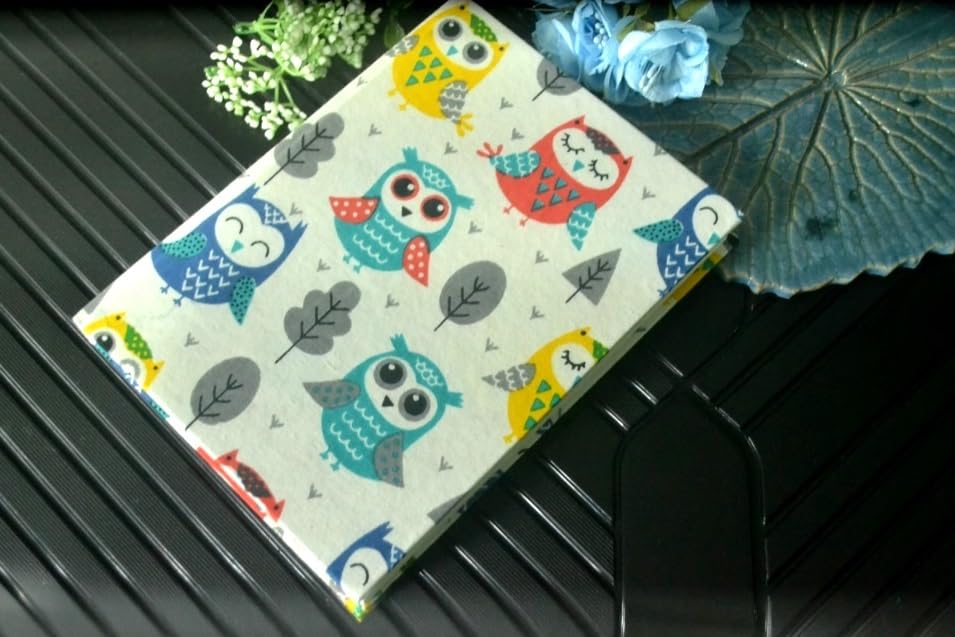 Handmade Owl Block-printed Fabric Cover Doodle Diary Journal, 8 x 6 inches, 200 Pages Notebook, 130 GSM, Water-Resistant, Stain-Resistant Hard-Bound