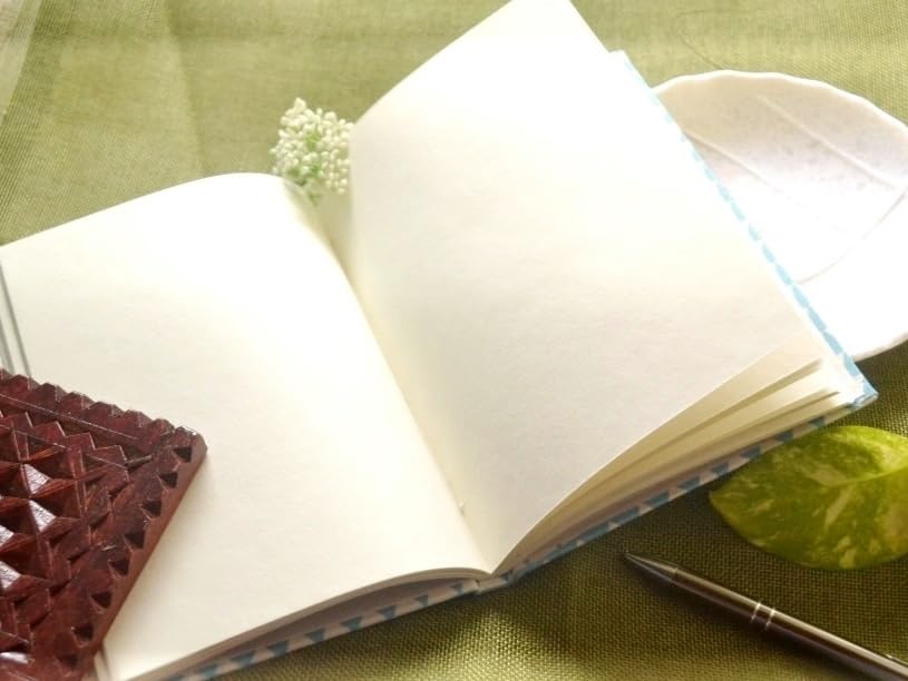 blue Handmade strip Block-printed Fabric Cover Doodle Diary Journal, 8 x 6 inches, 200 Pages Notebook, 130 GSM, Water-Resistant, Stain-Resistant Hard-Bound