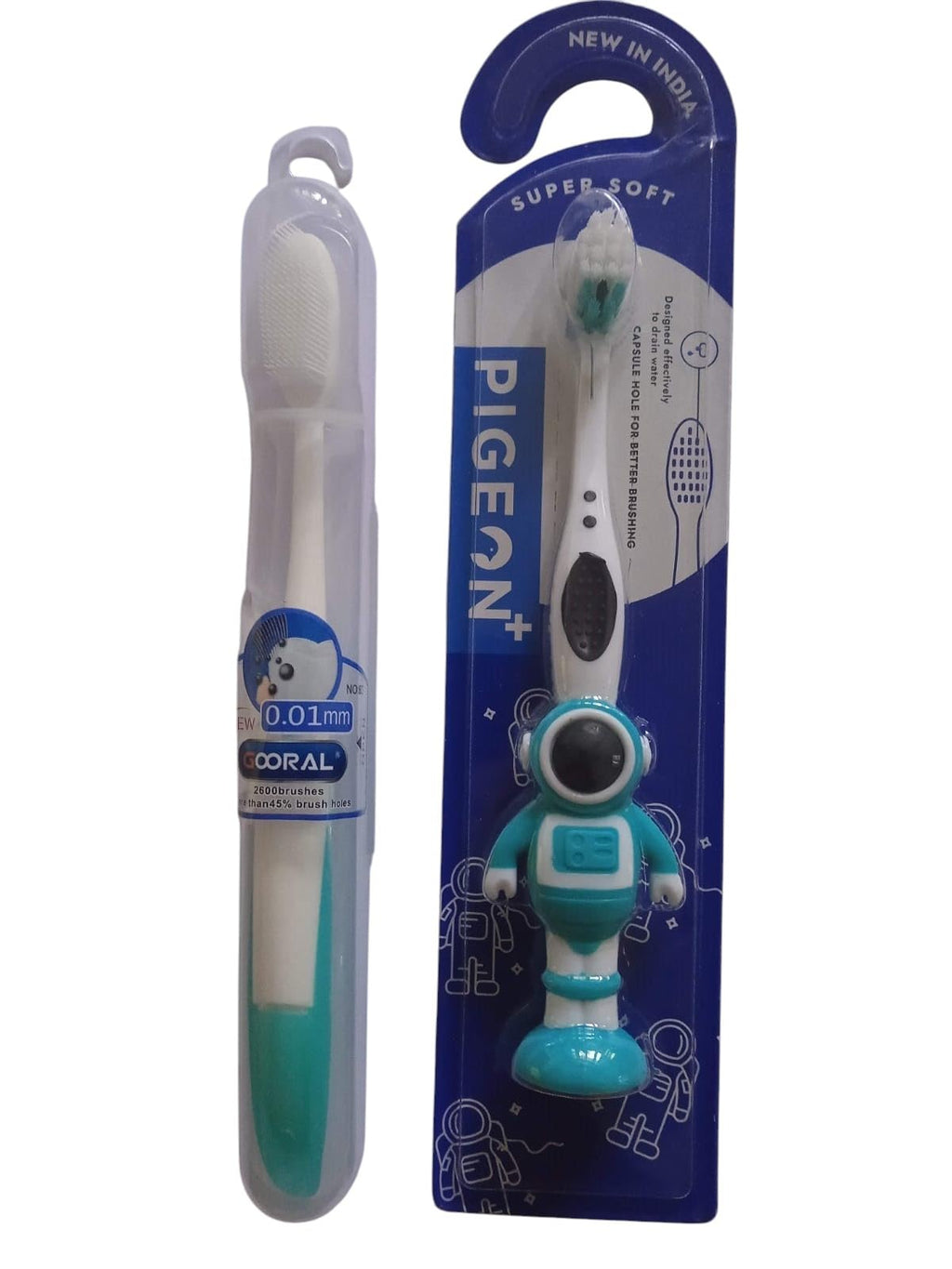 2PC Ultra-Soft Silicone Toothbrush Set for Kids and Adults – with 0.01 mm Bristles, Over 2600 Ultra-Soft Brushes, Includes Safety Plastic Case for Hygienic Storage, and Extra Soft Adult Toothbrush with Storage Case for Cleanliness and Protection