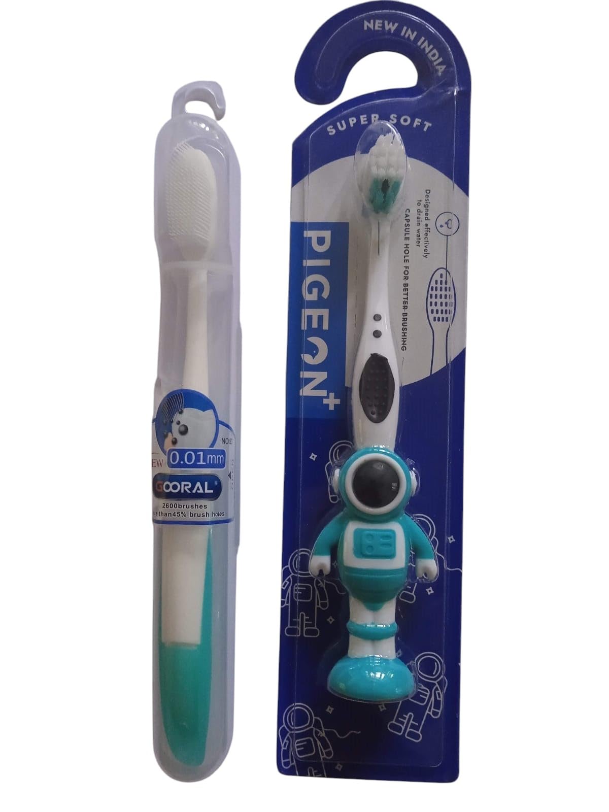 2PC Ultra-Soft Silicone Toothbrush Set for Kids and Adults – with 0.01 mm Bristles, Over 2600 Ultra-Soft Brushes, Includes Safety Plastic Case for Hygienic Storage, and Extra Soft Adult Toothbrush with Storage Case for Cleanliness and Protection