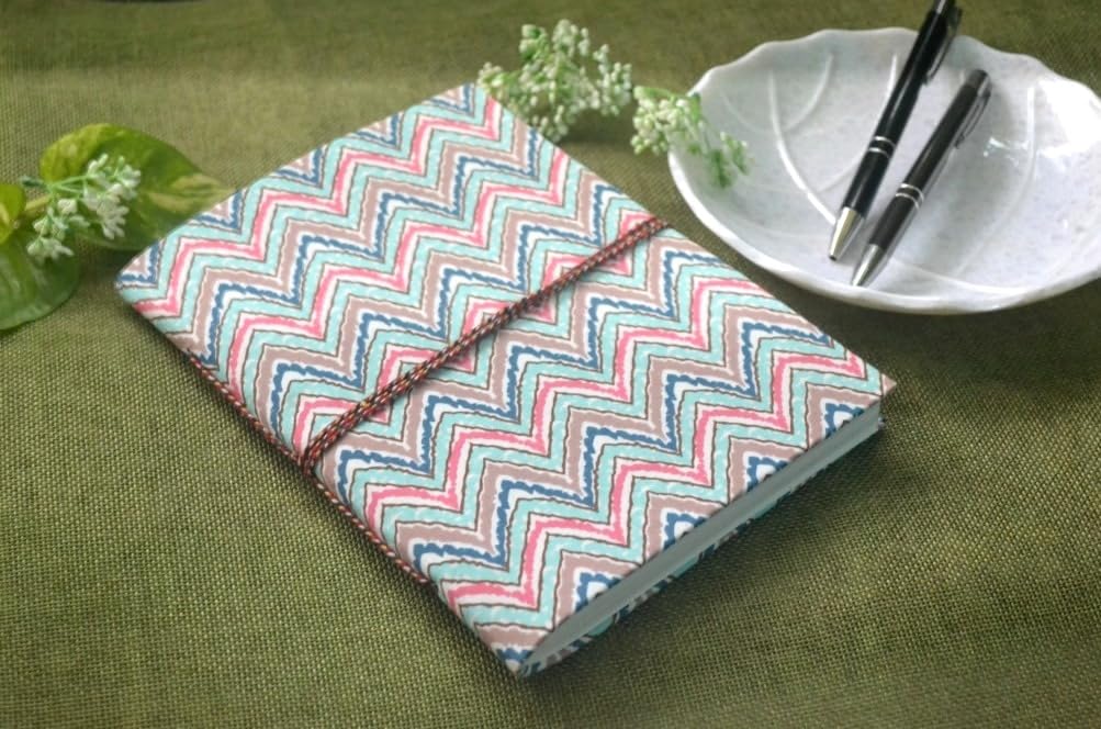 blue-green Doodle Diary Notebook Fabric Stitched Gift sketchbook journal A5 Diaries Unruled Thick 200 Pages Handcrafted