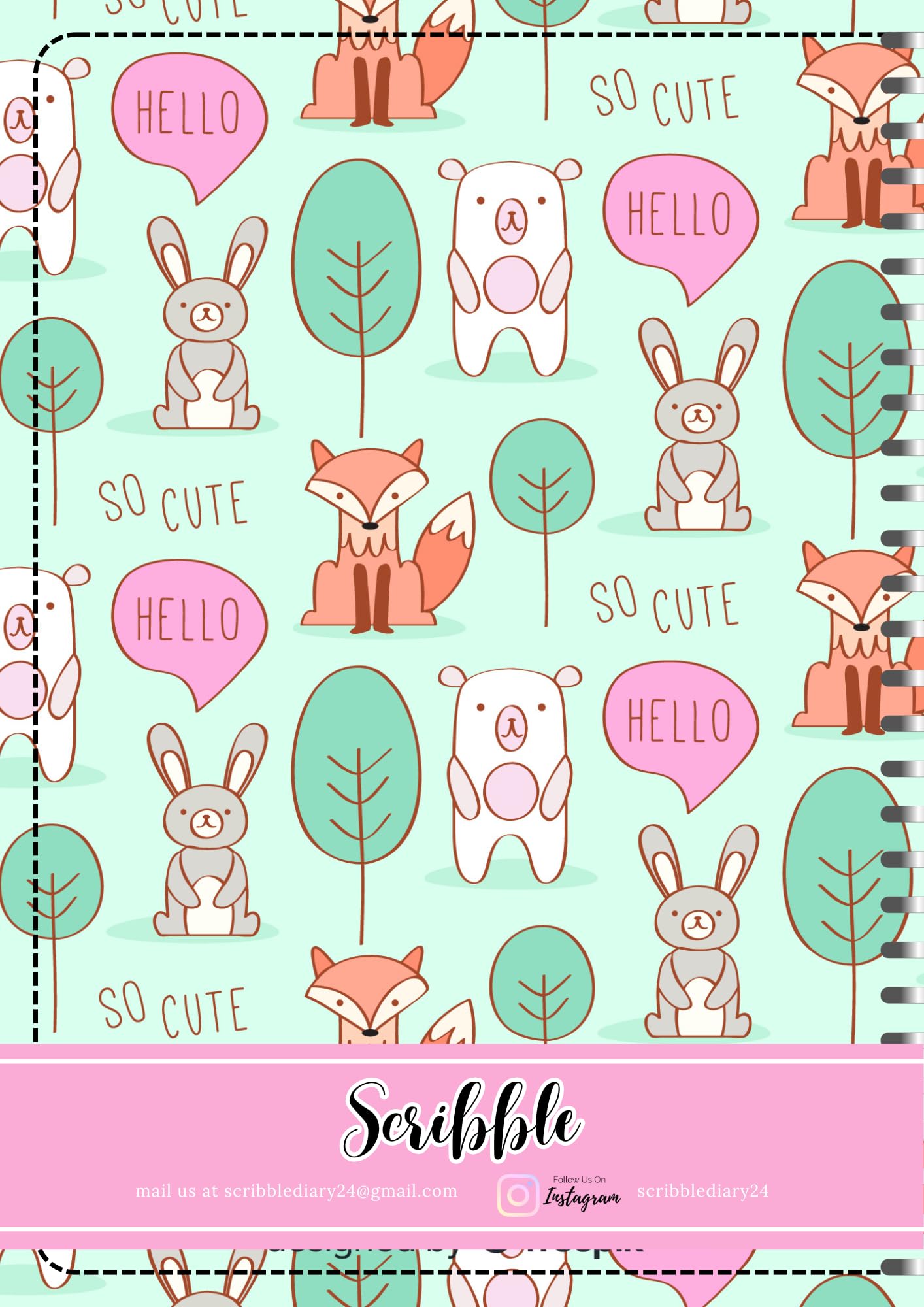 Handcrafted Cartoon Spiral Bound Doodle Diary Journal Gift Sketch Book Diaries, 21cm x 15cm A5, 60 Pages, 155gsm, Hard Cover Jungle Print Thick Cartridge Paper